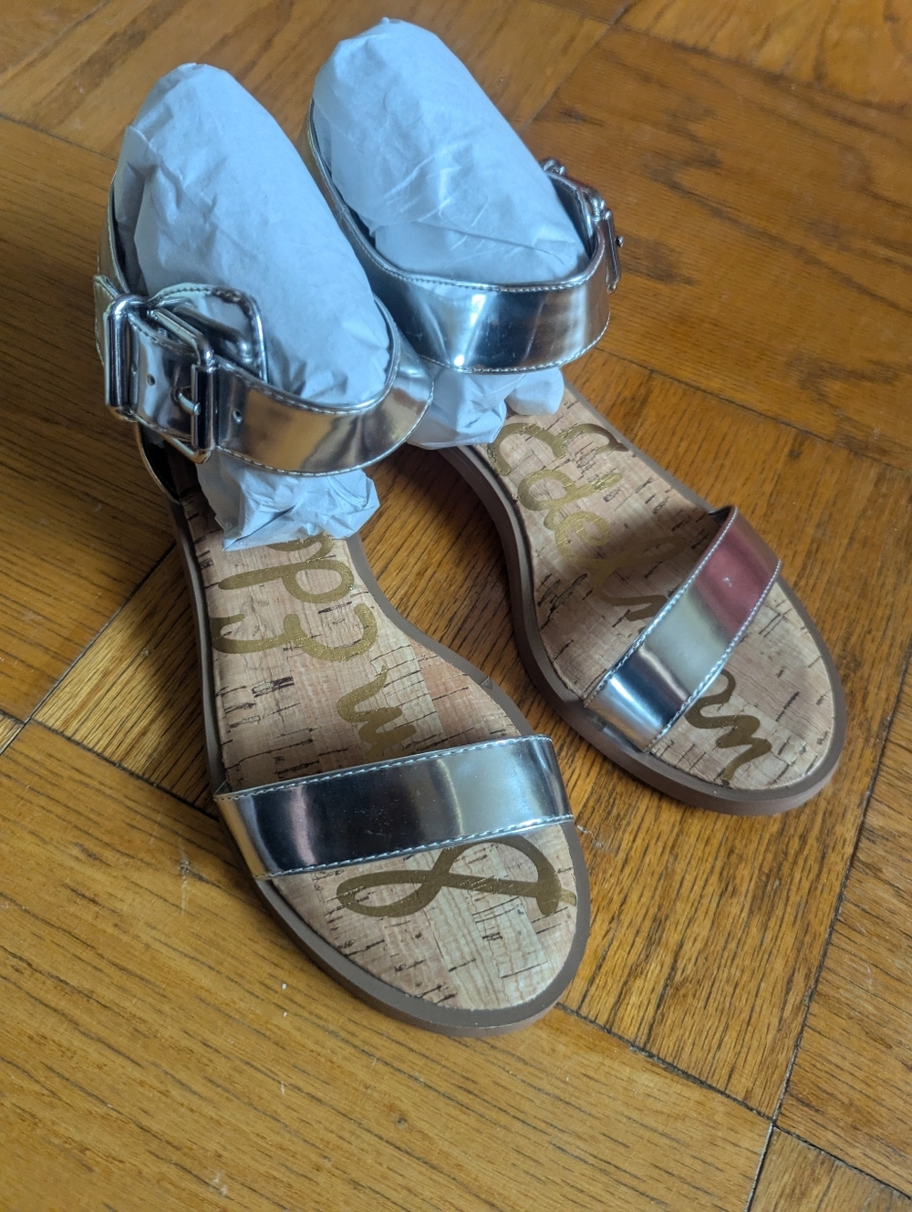 Sam Edelman Trina silver low heel sandal NIB size 7.5